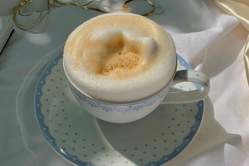 Foamy coffee with oat milk